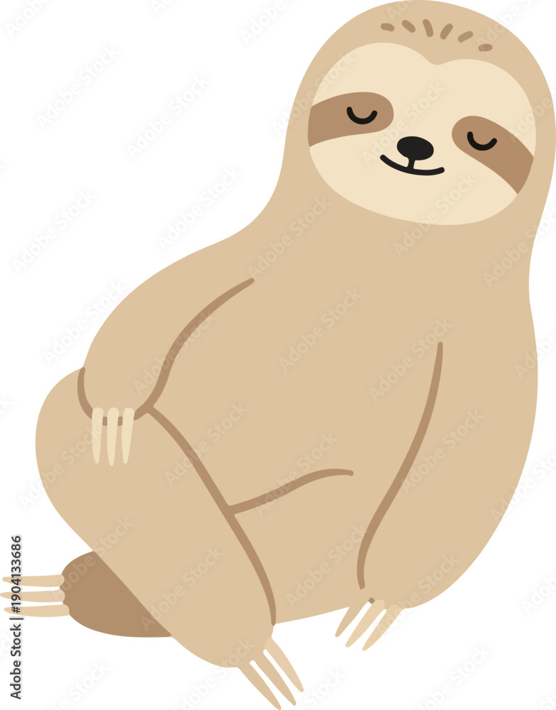 Naklejka premium Cute Sloth Cartoon Vector Illustration Isolated Animal Character