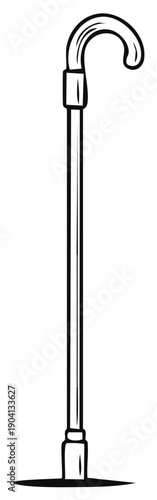 Elegant Walking Stick Illustration A Timeless Aid for Mobility and Independence with Vintage Design and Careful Craftsmanship
