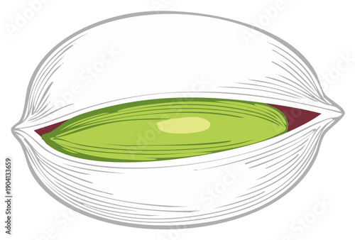 Abstract Organic Green Almond Shape Minimalist Eye Design Illustration