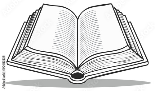 Open book illustration for education design concept with pages and reading literature for learning