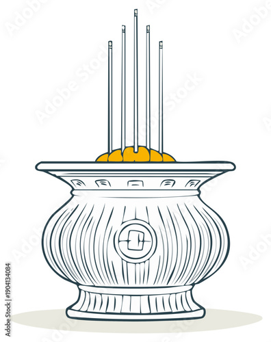 Incense sticks burning in a traditional vase for aromatherapy or spiritual practices