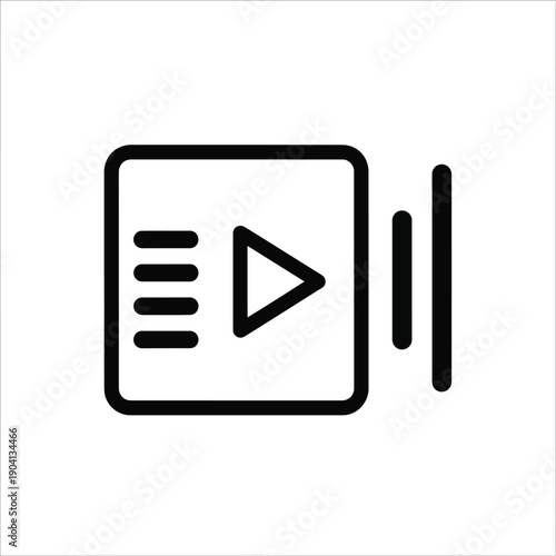 Free Download Line art icon of video play button on isolated transparent background silhouette - GFXLoad