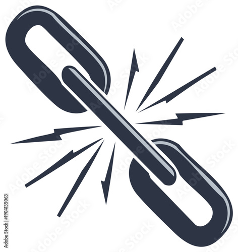Breaking chain link illustration symbolizing freedom, connection, or independence.
