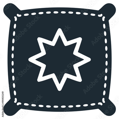 Cozy Pillow with Star Design Stitched Border Soft Bedding Sleep Accessory Comfort Home Decor