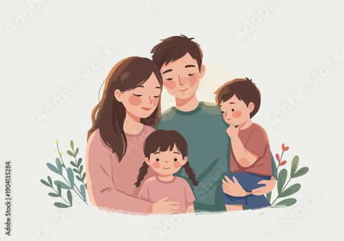 Happy Family Portrait Warm Hugs Gentle Lighting