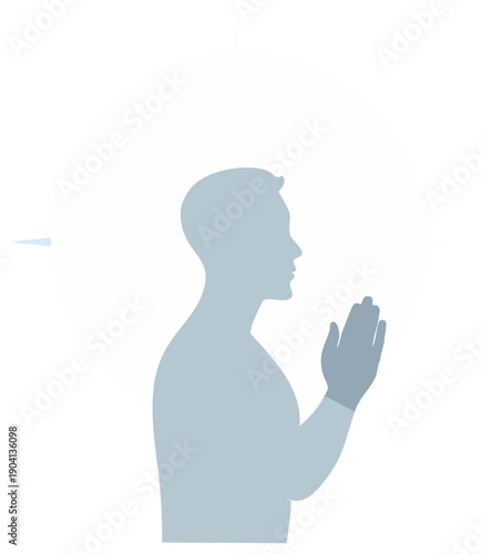 Praying man profile silhouette hands clasped together in prayer faith spirituality concept