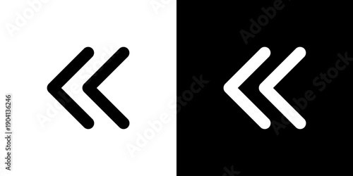 矢印 二連矢印 左向き 戻る 先頭へ 巻き戻し バック アイコン (ベクター)