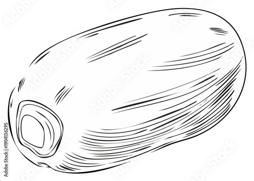 Black and white drawing of a fruit, healthy food illustration