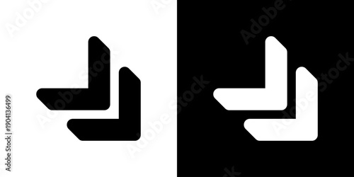 右下向き二重矢印の縮小・閉じる操作アイコン（ベクター）