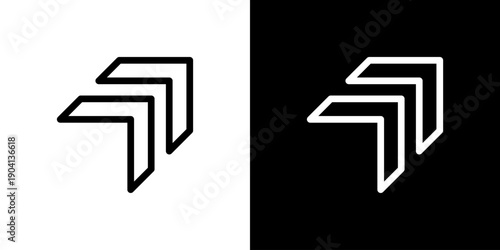 右上向き二重矢印の拡大・進む操作アイコン（ベクター）