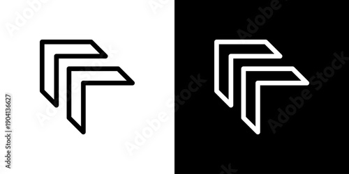 左上向き二重矢印の戻る・拡大操作アイコン（ベクター）