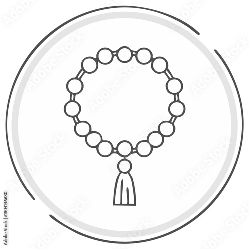 Islamic Prayer Beads Rosary Tasbih Meditation Icon Line Art