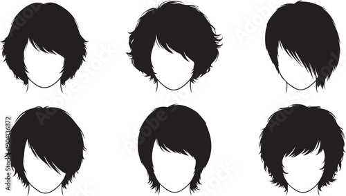 Black and white of six different short hairstyles for women women's hair styles