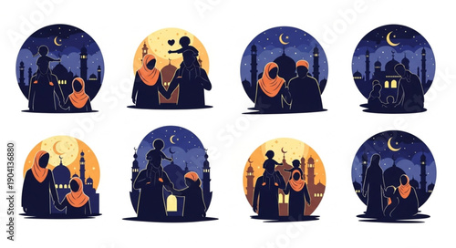 Romantic Silhouette Scenes Under Moonlit Skies.