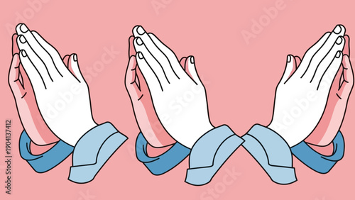 Praying Hands with Blue Cuffs Illustration.