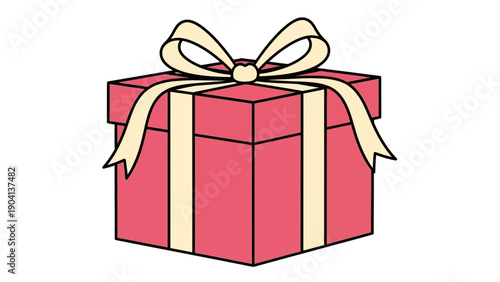 Pink Gift Box with Ribbon Decoration.