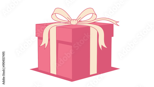 Pink Gift Box with Ribbon Decoration.