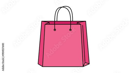Pink Shopping Bag with Handles Illustration.