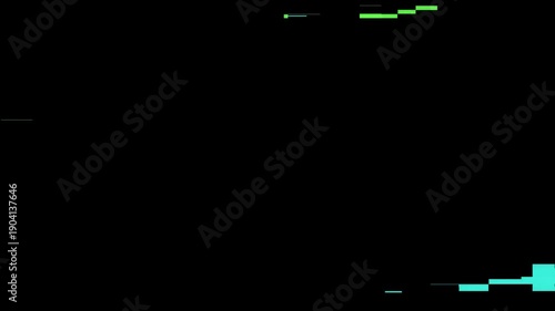 Abstract Digital Art with Green and White Lines on a Black Background