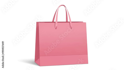Pink Shopping Bag with Handles Standing Upright.