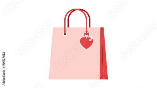 Pink Shopping Bag with Heart Charm.