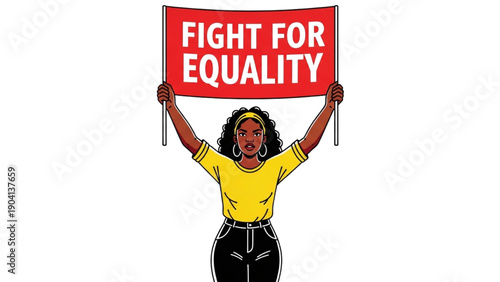 High-quality black outline colorful art of people united in the fight for equality, social justice, and empowerment