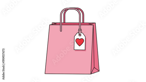 Pink Shopping Bag with Heart Tag.