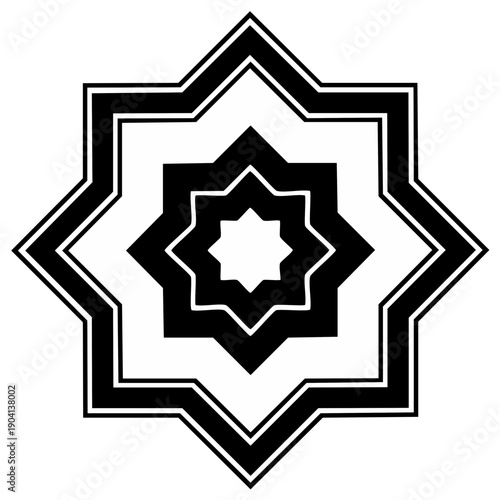 Geometric star pattern in black and white illustration