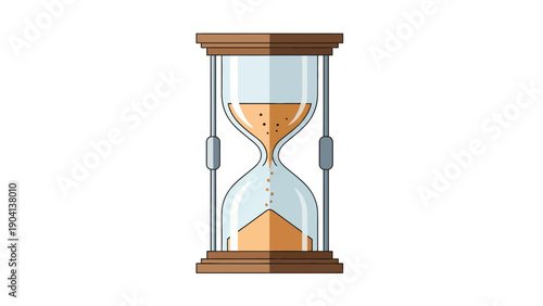 Sand timer illustration with brown wooden frame