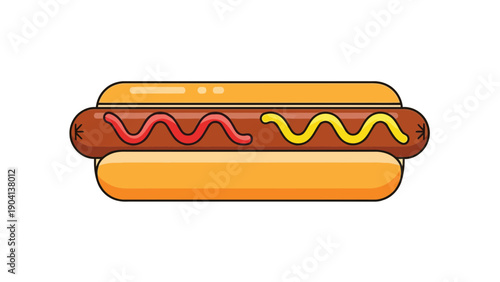 Colorful Hot Dog with Ketchup and Mustard