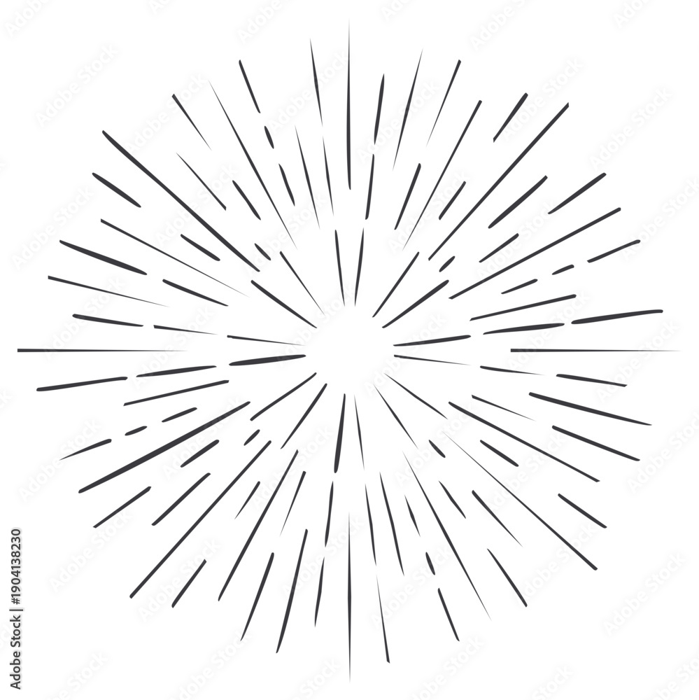 Fototapeta premium Abstract Radial Burst Starburst Explosion Line Art Graphic Element