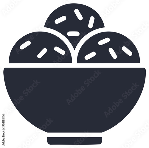 Three scoops of ice cream in a bowl with sprinkles dessert icon vector illustration