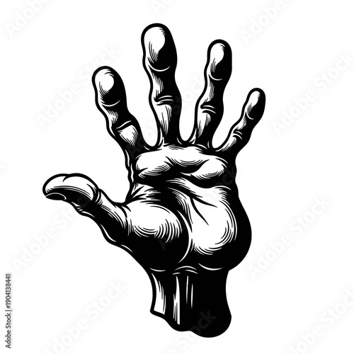 Creepy Hand Illustration - Black and White Drawing