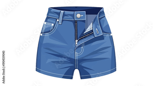Blue Denim Shorts with Zipper Fly