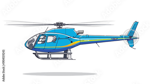 Blue Helicopter with Yellow Stripes