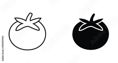 Simple tomato icons in black and white for food and nutrition designs
