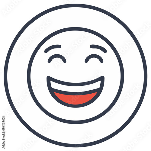 Laughing Emoji Face Icon with Closed Eyes and Open Mouth
