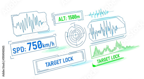 Modern HUD display showing speed and altitude data with target lock