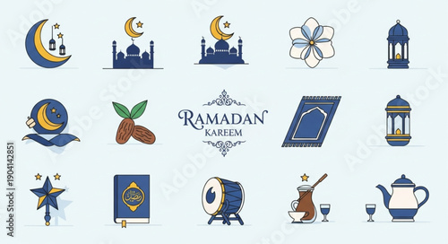 Ramadan Kareem Islamic Symbols Collection.