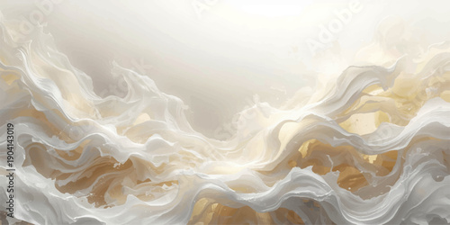 Abstract heaven wallpaper featuring a blue sky with white clouds and artistic wings among glowing stars over a textured ocean wave pattern