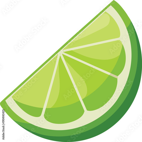 Freshly cut green lime slice vector with tangy citrus
