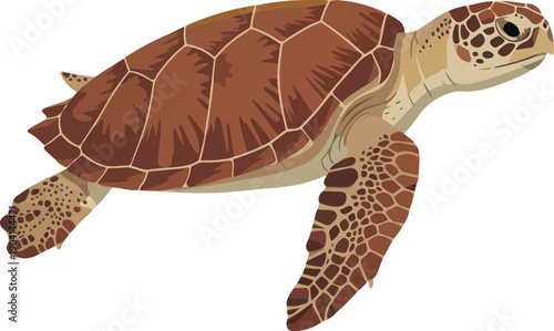 Pixel Art Sea Turtle Aquatic Animal Vector Minimal Illustration