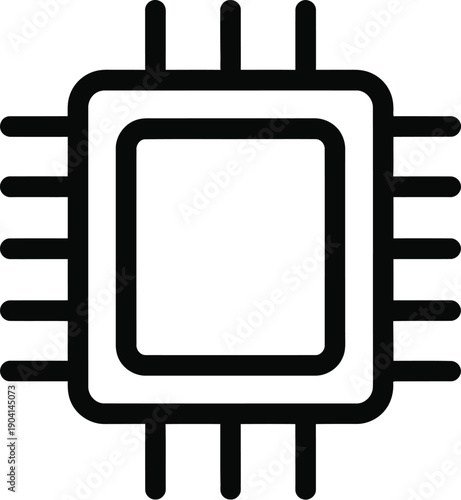 Line art icon of a microchip silhouette isolated on transparent background