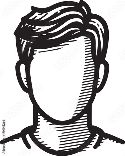 Hand Drawn Faceless Head and Shoulders Profile Sketch - Generic User Avatar Placeholder