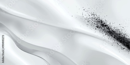 An abstract blue background with soft flowing waves of silk and satin fabric creates a smooth silver motion design with a light textile texture