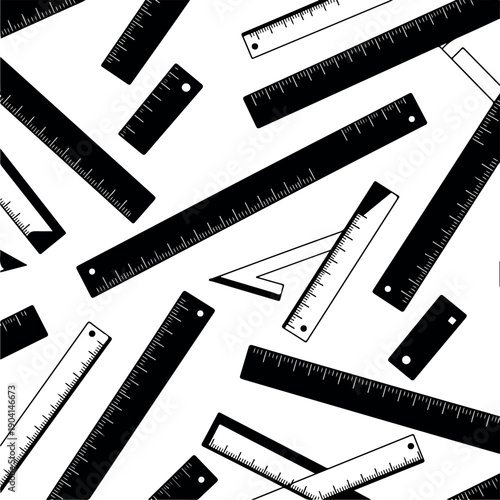 Rulers Pattern Background With Black And White Measuring Tools