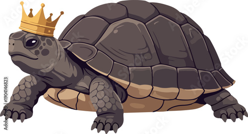 Pixel Art King Turtle Crowned Majestic Reptile Animal