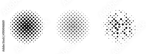 horizontal halftone of black cross and multiply from center design for pattern and background.