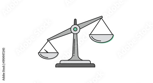Balance scale with unequal weights on white background