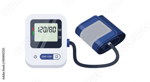 Blood pressure monitor with cuff and display screen
